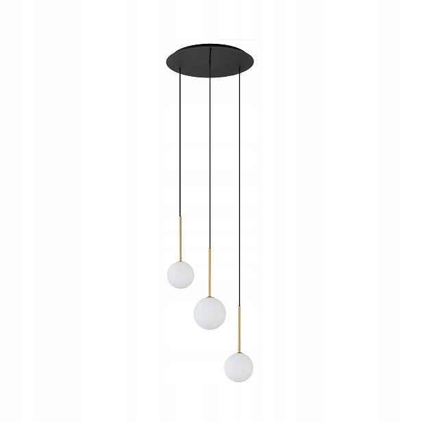 Lampa s závěsnými kuličkami a zlatými stínítky, černá