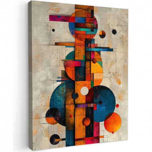 MuchoWow OBRAZ NA PLÁTNĚ Vintage - Moderní umění - Oranžová - Geometrické tvary 60x80 cm