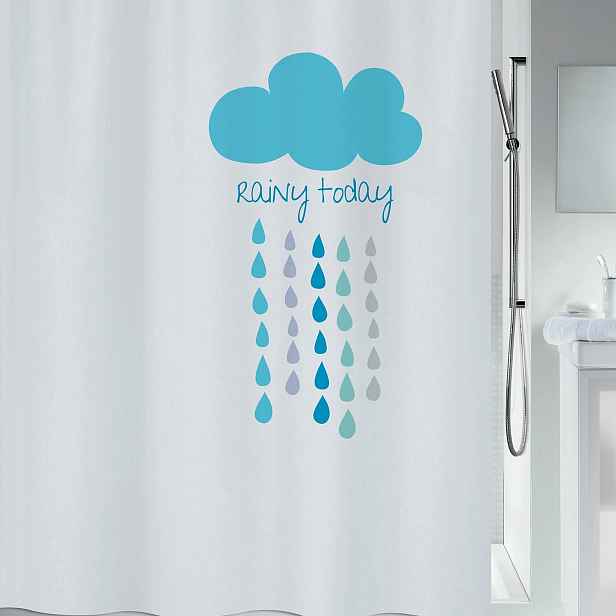 Spirella sprchový závěs Cloud, motiv mrak, bílý, 180 x 200 cm, polyester