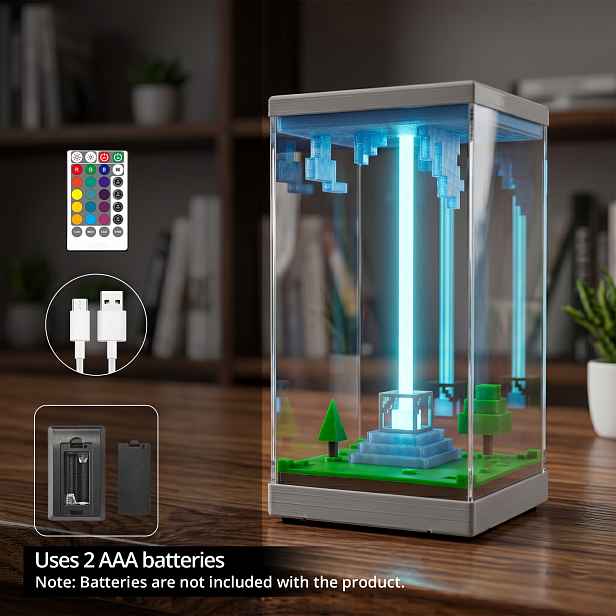 TEMU 1 balení Pixel lampa Beacon, RGB dálkově ovládané noční světlo měnící barvy, voxelový styl dekorace, USB dobíjecí stolní lampa, 16 nastavitelný