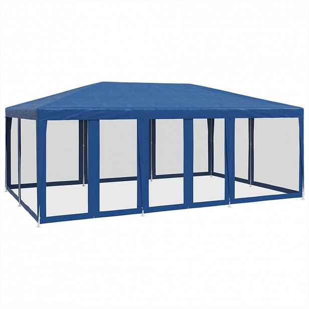 vidaXL Party stan s 12 síťovanými bočnicemi modrý 6 x 4 m HDPE