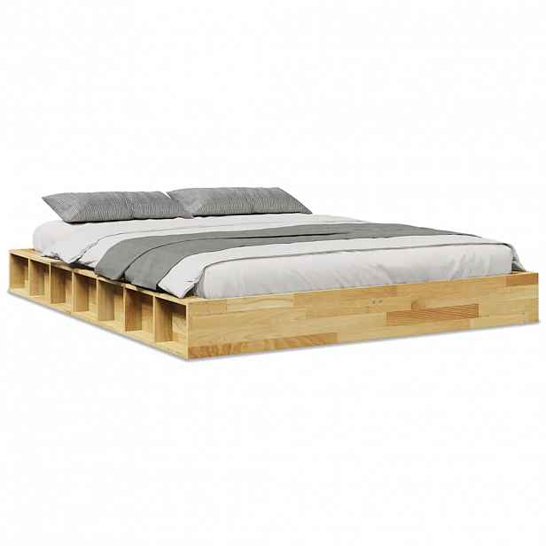vidaXL Rám postele bez matrace 140x190 cm Dubový masiv