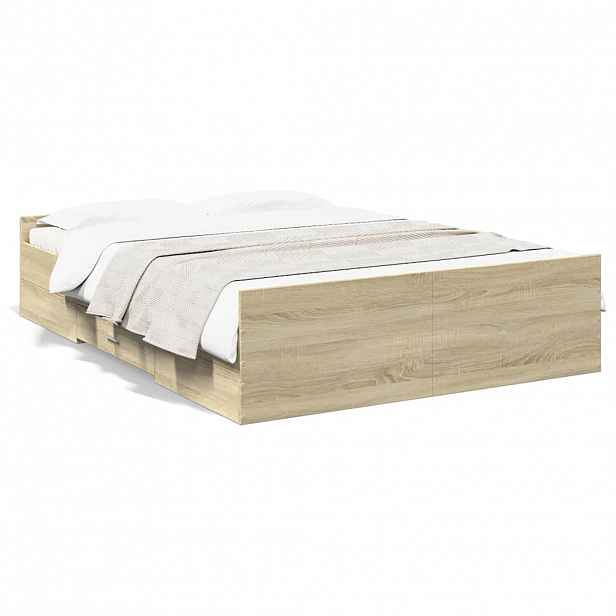 vidaXL Rám postele se zásuvkami dub sonoma 120x200 cm kompozitní dřevo
