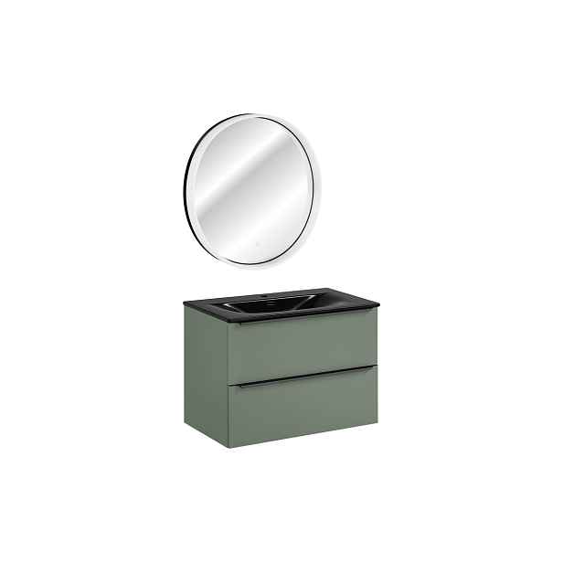 Comad Koupelnová sestava Sombra Green Sky se zápustným umyvadlem a LED zrcadlem 80 cm reed green