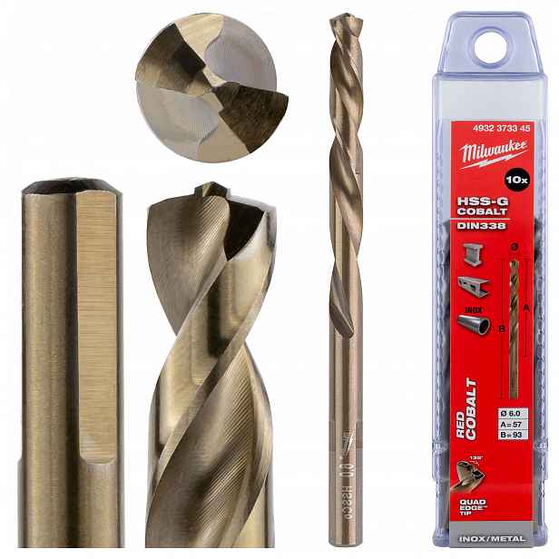 Kobaltové vrtáky do kovu 6 mm 10 Ks z nerezové oceli Milwaukee Cobalt