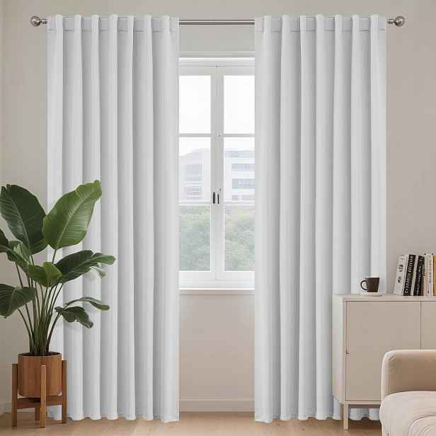 Termální zatemňovací závěsy Blackout 210 x 132 cm samet světle šedé, 2 ks
