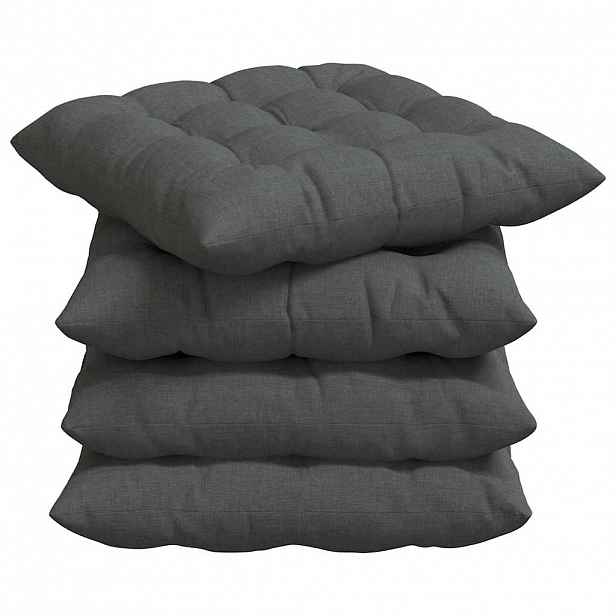 vidaXL Polštáře na sedadla 4 ks Textil Tmavě šedá 40 x 40 x 6 cm
