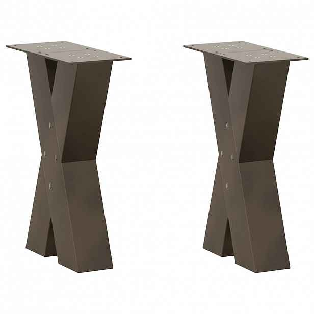vidaXL Nohy konferenčního stolku ve tvaru X, 2 ks, přírodní ocel, 38 x (42-43) cm, ocel