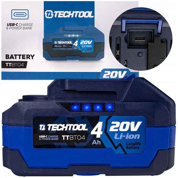 Akumulátor Baterie 20 V 4 Ah Pro Akumulátorovou Pilu TTCS08 Li-ion Usb-c