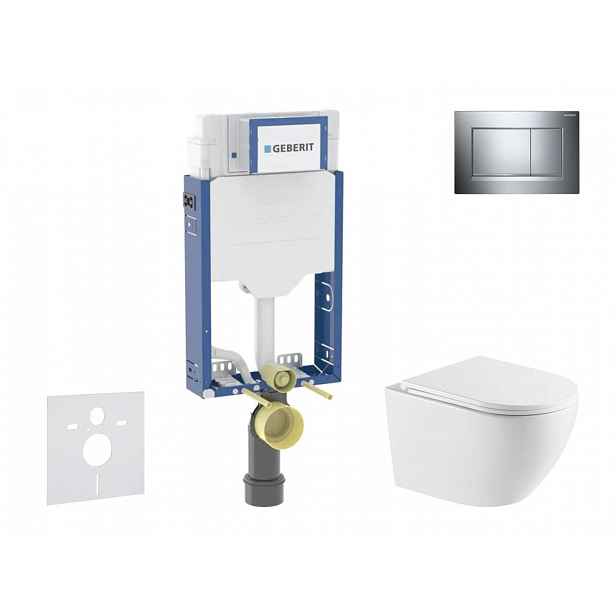 Geberit Kombifix - Set předstěnové instalace, klozetu Oudee a sedátka softclose, tlačítko Sigma20, chrom SANI15CA1143
