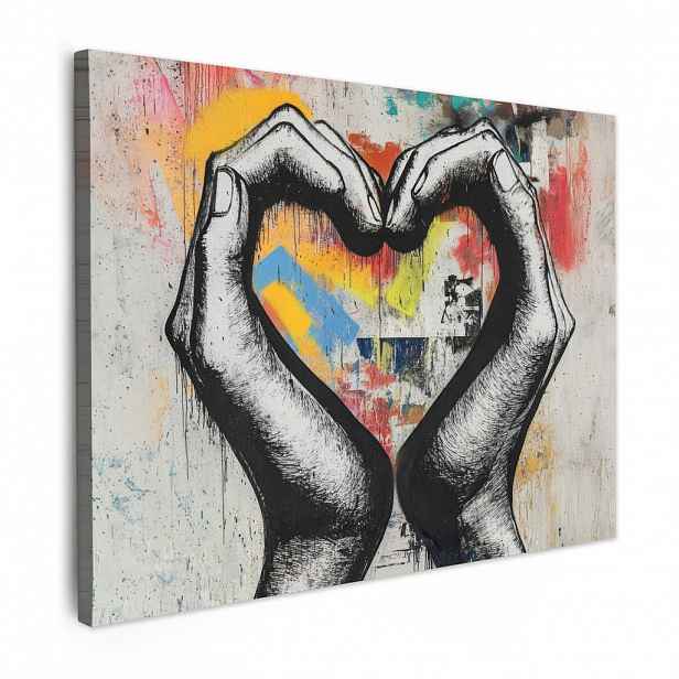 MuchoWow OBRAZ NA PLÁTNĚ Ruce - Srdce - Street art - Graffiti 40x30 cm