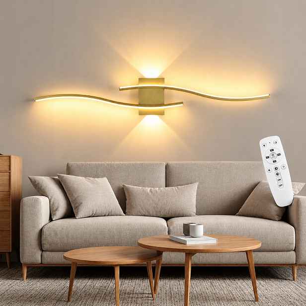 Nástěnné Svítidlo Lampa Led Zlaté Stmívatelné Dálkové Ovládání Moderní Do Obývacího Pokoje 29W