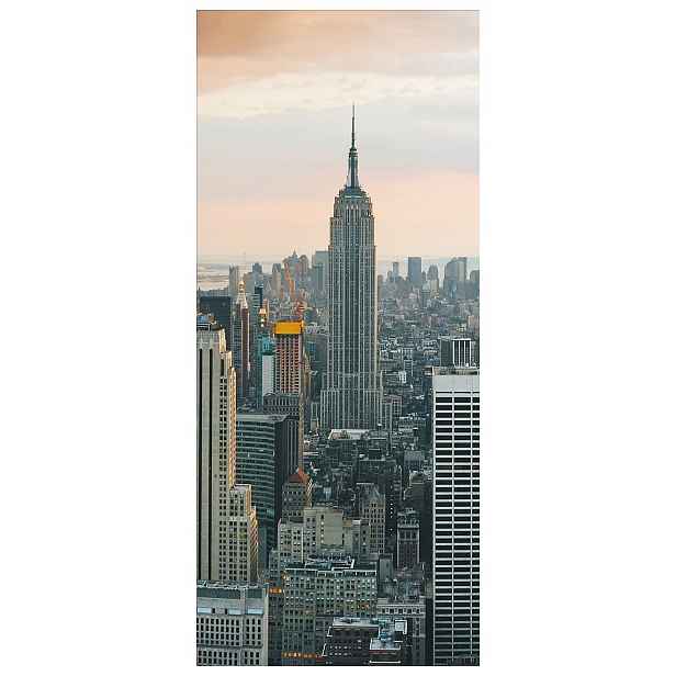 Samolepka Fototapeta New York v růžové mlze mrakodrapy 91x211