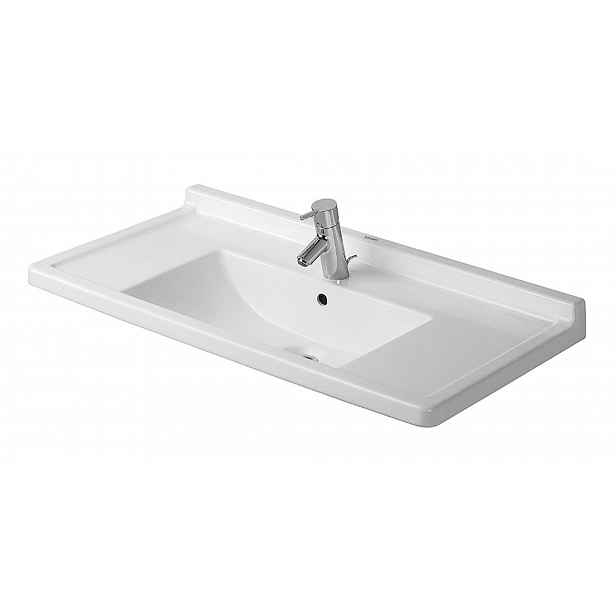 Duravit Starck 3 - Umyvadlo 85x49 cm, s přepadem, s otvorem pro baterii, bílá 0304800000