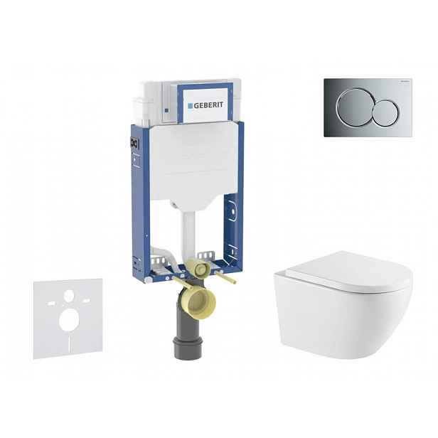Geberit Kombifix - Set předstěnové instalace, klozetu Oudee a sedátka softclose, tlačítko Sigma01, lesklý chrom SANI15CA1144