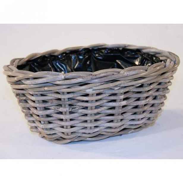 Obal ovál KUBU + igelit ratan šedá 30cm
