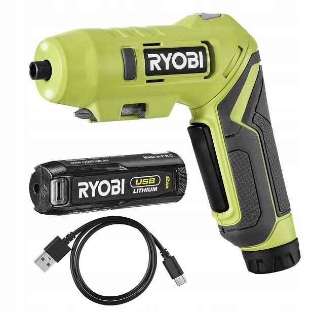 Ryobi Kompaktní otočný šroubovák 4V Usb Lithium Akumulátor 2Ah kabel