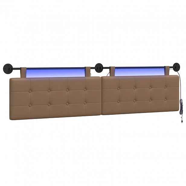 vidaXL Závěsné čelo postele S LED osvětlením Cappuccino Umělá kůže