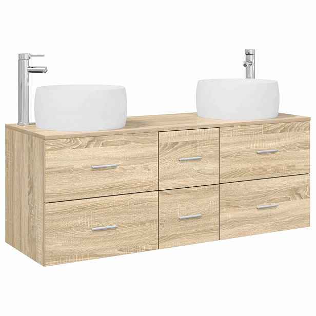 vidaXL Sada koupelnového nábytku 3 ks Dub sonoma 49,5 x 44,5 x 66 cm