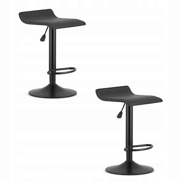2X Sada Barová Židle Kuchyňská Barová Židle 84 CM Černá Do Kuchyně Otočná