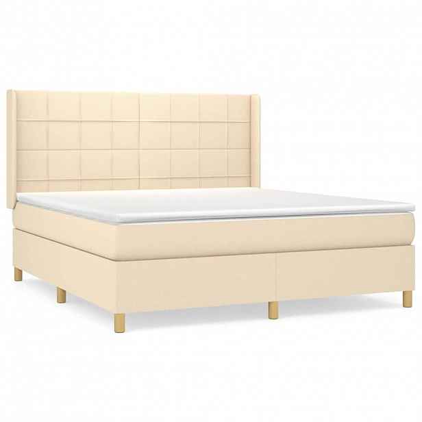vidaXL Box spring postel s matrací krémová 180x200 cm textil