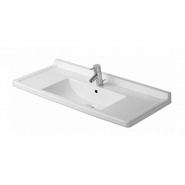 Duravit Starck 3 - Umyvadlo nábytkové 105x49 cm, s 1 otvorem pro baterii, bílá 0304100000