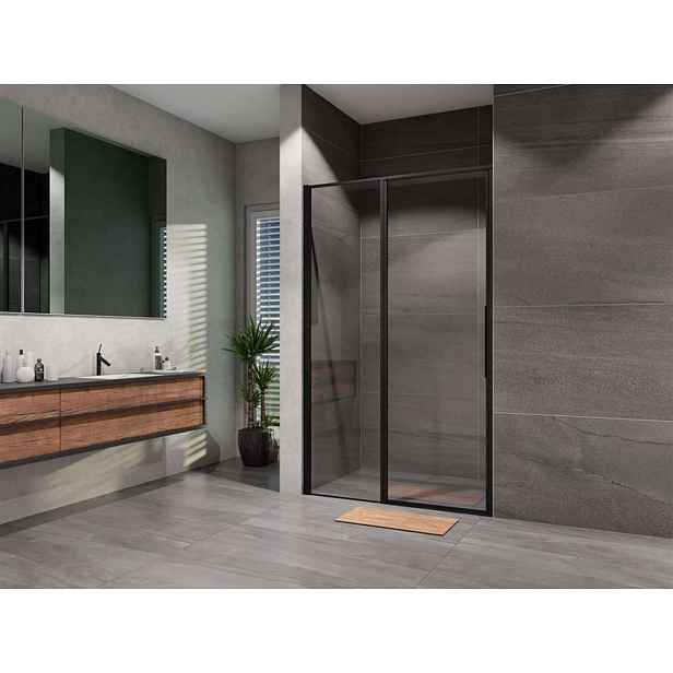 Lansanit LUX Slim Tadao - Sprchové dveře výklopné, Black Line 140 cm, matná černá/čiré sklo LAN03034