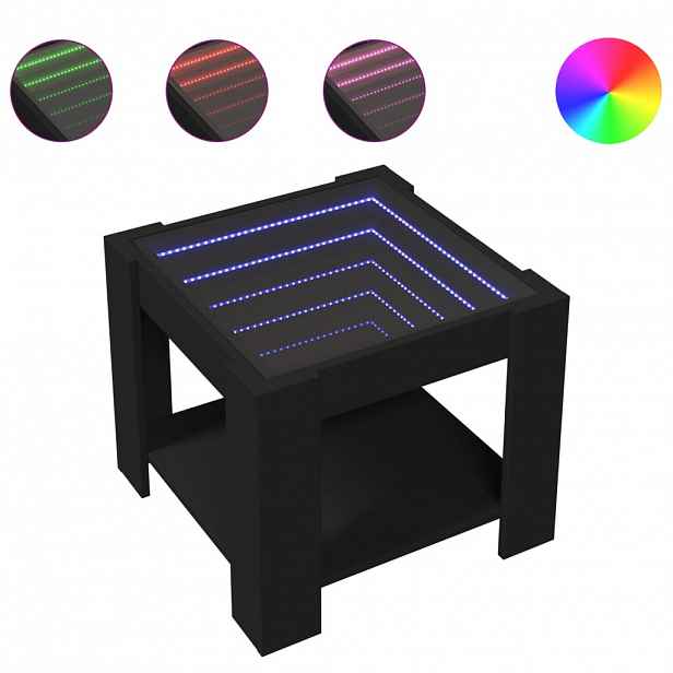 vidaXL Konferenční stolek s LED černý 53 x 53 x 45 cm kompozitní dřevo
