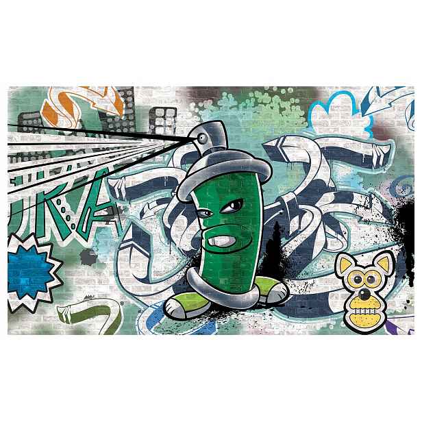 Fototapeta Graffiti Art Stěna se psem a zelený sprej 350x250 lepidlo