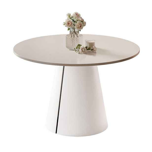 Idohome JÍDELNÍ STŮL BASE rozkládací 120-196/76 cm, bílý / kašmírový