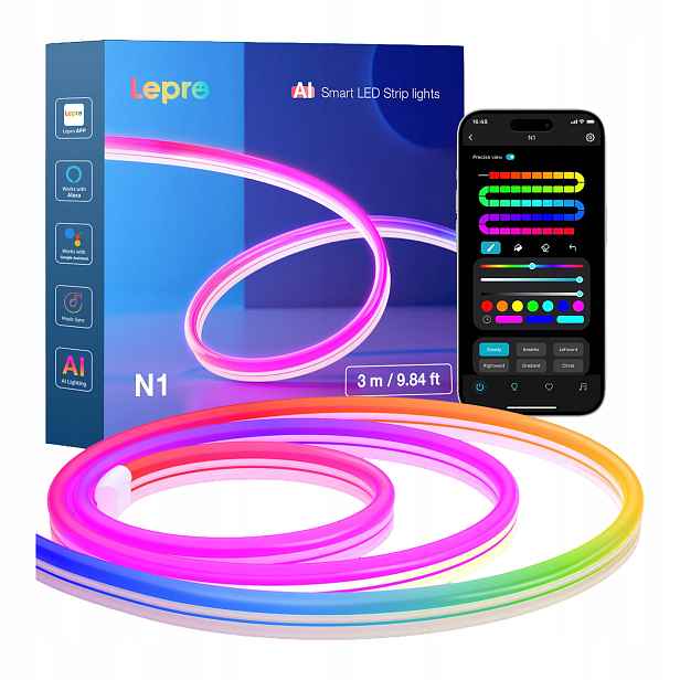Led pásek Lepro N1 3 m Neon Wi-Fi Smart Osvětlení Hlasové ovládání Ai