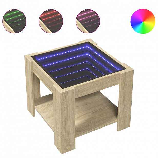 vidaXL Konferenční stolek s LED dub sonoma 53 x 53 x 45 cm kompozit
