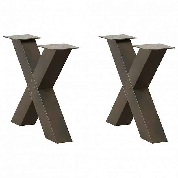 vidaXL Nohy konferenčního stolku ve tvaru X, 2 ks, přírodní ocel, 50 x (42-43) cm, ocel