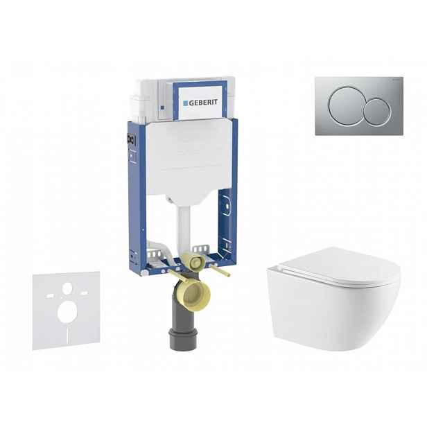 Geberit Kombifix - Set předstěnové instalace, klozetu Oudee a sedátka softclose, tlačítko Sigma01, lakovaný matný chrom SANI15CA2106