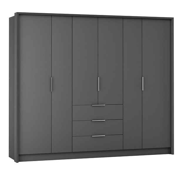 MASSENO ŠATNÍ SKŘÍŇ S OTOČNÝMI DVEŘMI SHACO, 255/217/65 cm 6dveřová, grafitová