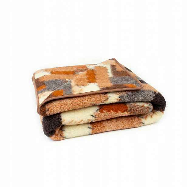 Merino vlněná deka 100x150 Seren béžová, hnědá kostkovaná