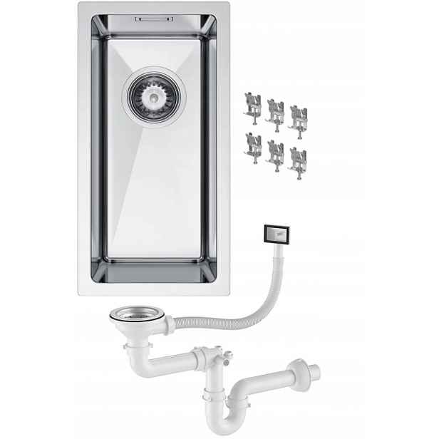 Plum Steel Ocelový zapuštěný dřez Mini 44x22 Inox Sifon Klipsy