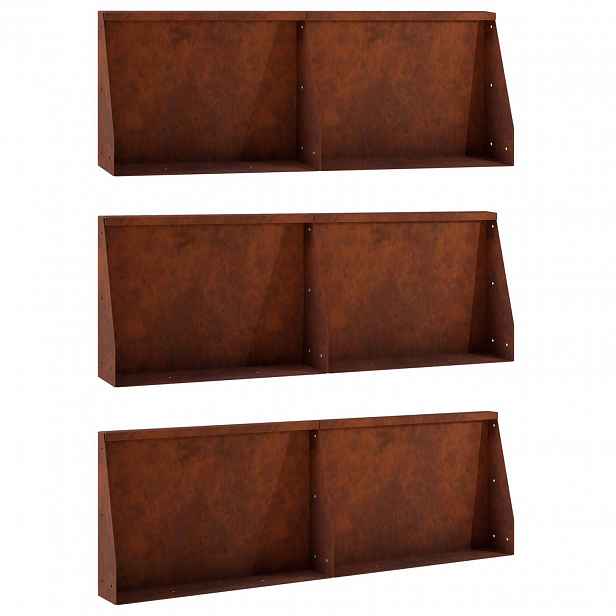 vidaXL Opěrná zeď 6 ks 60 x 12 x 30 cm Povětrnostně odolná ocel Rezavá