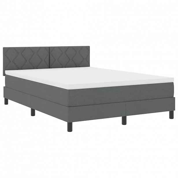 vidaXL Postel s boxspringem s LED pásky Tmavě šedá 140 x 200 cm textil
