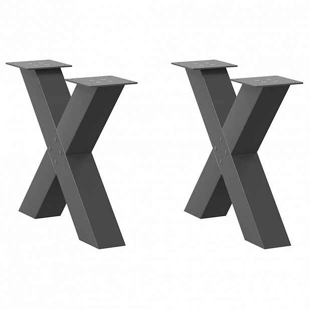 vidaXL Nohy konferenčního stolku ve tvaru X, 2 ks, antracitové, 60 x (42-43) cm, ocel