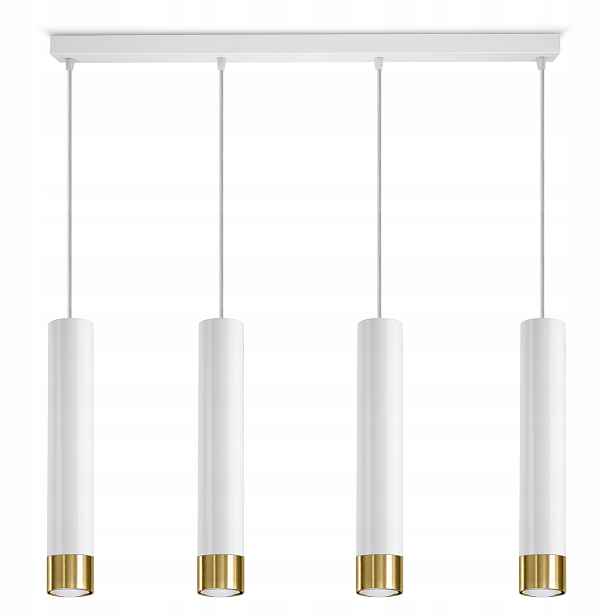Závěsná lampa Tuby Kov Bílá Zlatá Led GU10