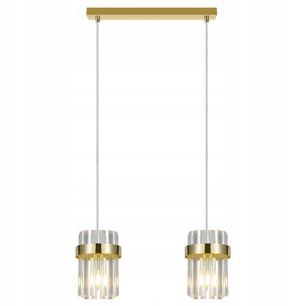 Light Prestige Vetro závěsná lampa zlatá lišta 40 cm 2xE14