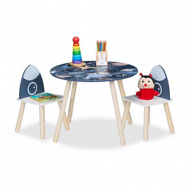 Relaxdays SOUPRAVA barevná dětská 3-dílná stůl 60 cm