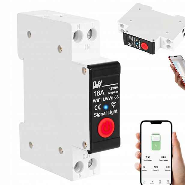 WiFi Relé Proudu Na Din Lištu Smart Switch Wifi