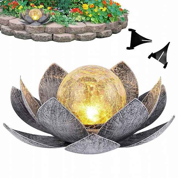 Zahradní solární Led lampy Lotus Zapichovací sloupek do zahrady 28 cm IP65