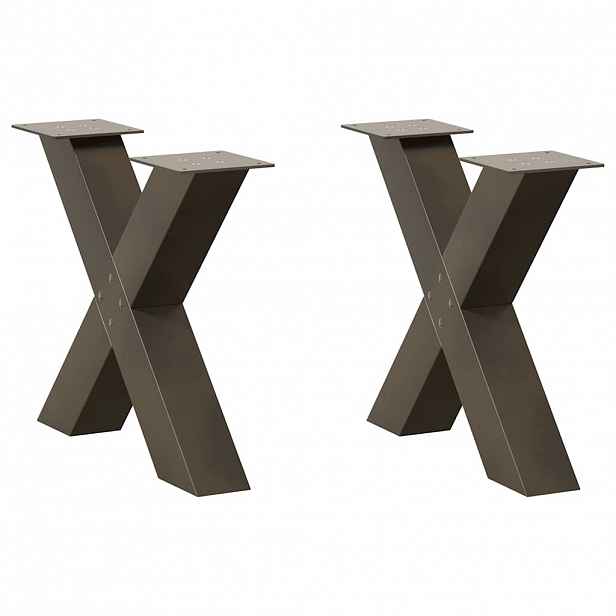 vidaXL Nohy konferenčního stolku ve tvaru X, 2 ks, přírodní ocel, 60 x (42-43) cm, ocel