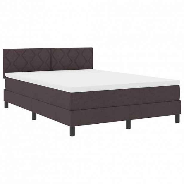 vidaXL Postel s boxspringem s čelo Tmavě hnědá 140 x 200 cm textil