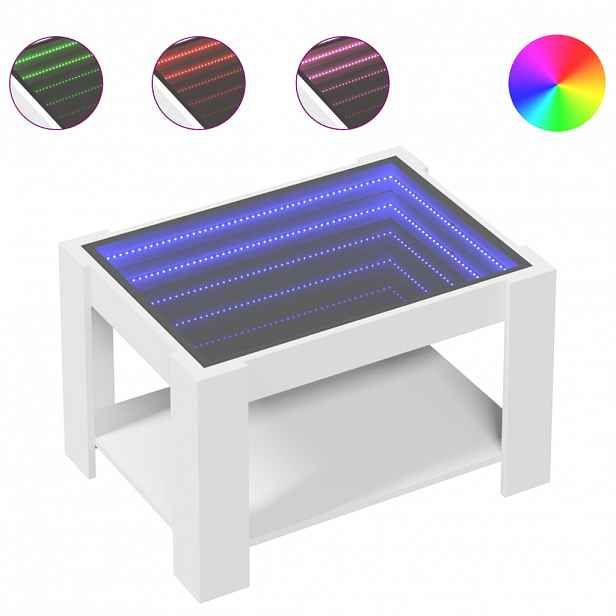 vidaXL Konferenční stolek s LED bílý 73 x 53 x 45 cm kompozitní dřevo