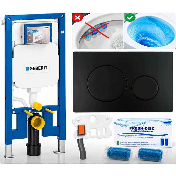 Wc rám Geberit Duofix Slim 8 cm UP720 tlačítko DP2 černý mat Fresh-disc