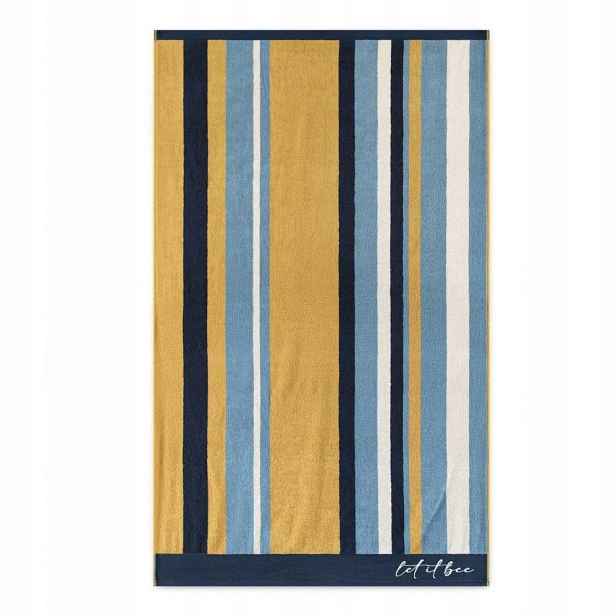 Plážový ručník 100x160 Let it Bee Rainbow modrý medový 380 g/m2 Zwoltex